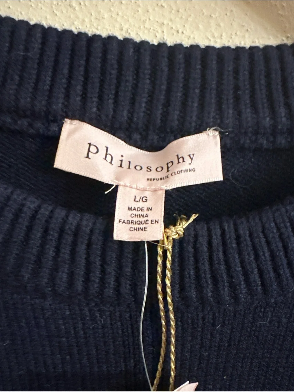 Philosophy Sweater Womens Large Striped Pink Blue Knit Fall Cozy